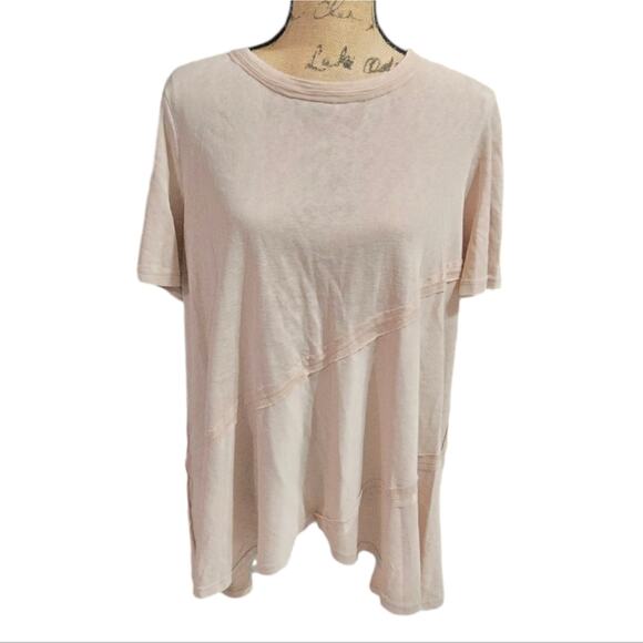 Easel WhEat Beige Oversized Comfy Asymmetrical Hem Shirt Size Small - Picture 1 of 6